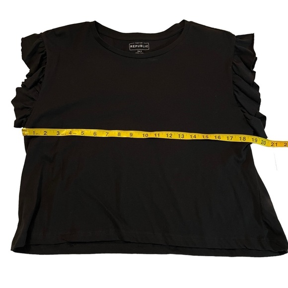 NEW For the Republic Flutter Sleeve Crew Neck Top S Boxy Oversized Black - Picture 8 of 11